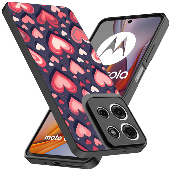 Motorola Moto G75 telefoonhoesje met hartjes opdruk groot (2)