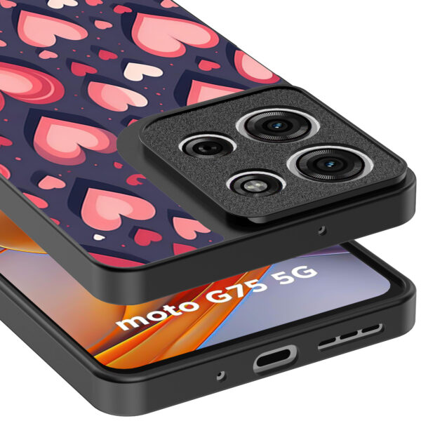 Motorola Moto G75 telefoonhoesje met hartjes opdruk groot (4)
