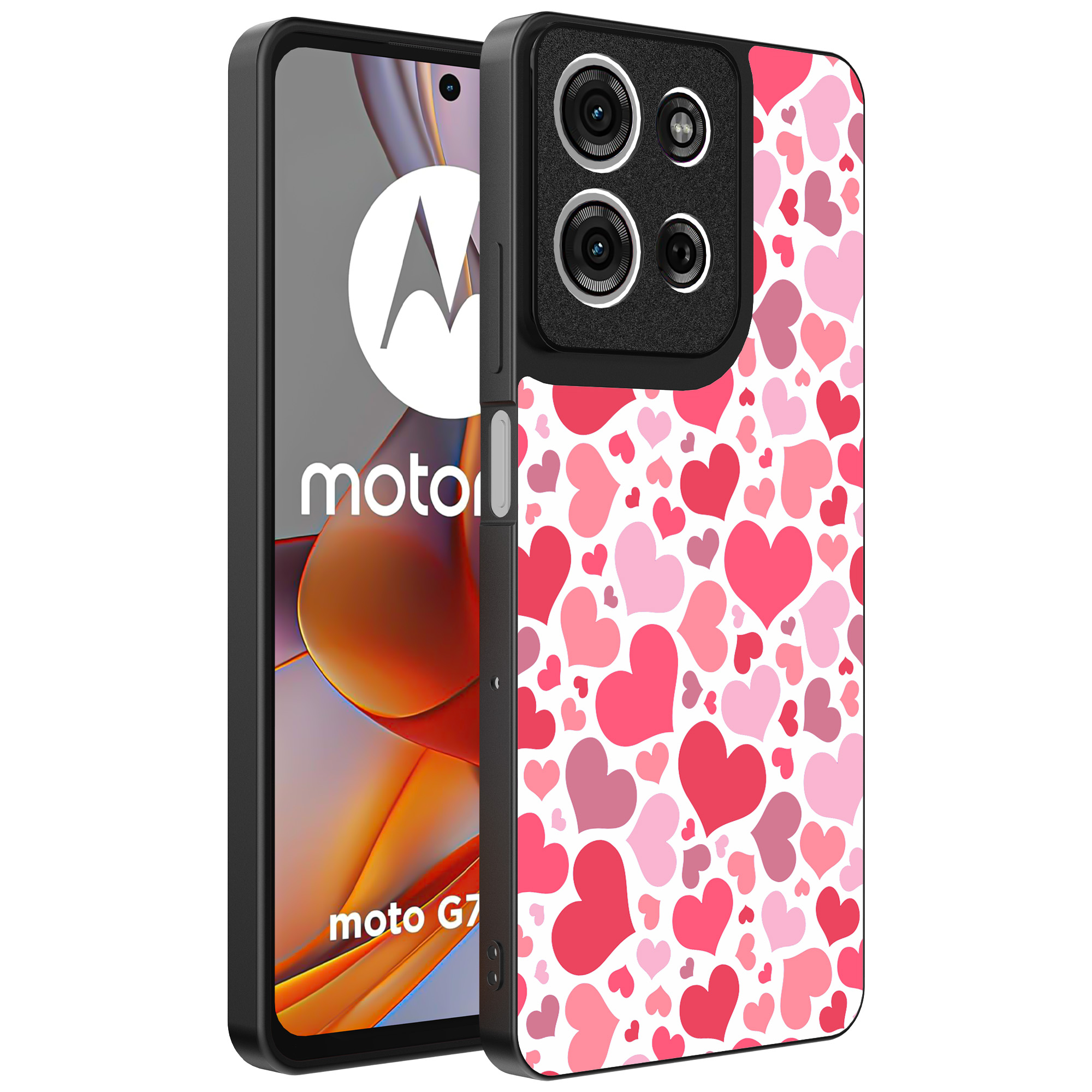 Motorola Moto G75 telefoonhoesje met hartjes opdruk transparant (1)