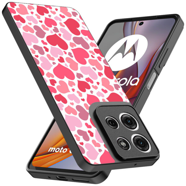 Motorola Moto G75 telefoonhoesje met hartjes opdruk transparant (2)