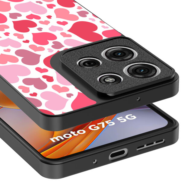 Motorola Moto G75 telefoonhoesje met hartjes opdruk transparant (4)