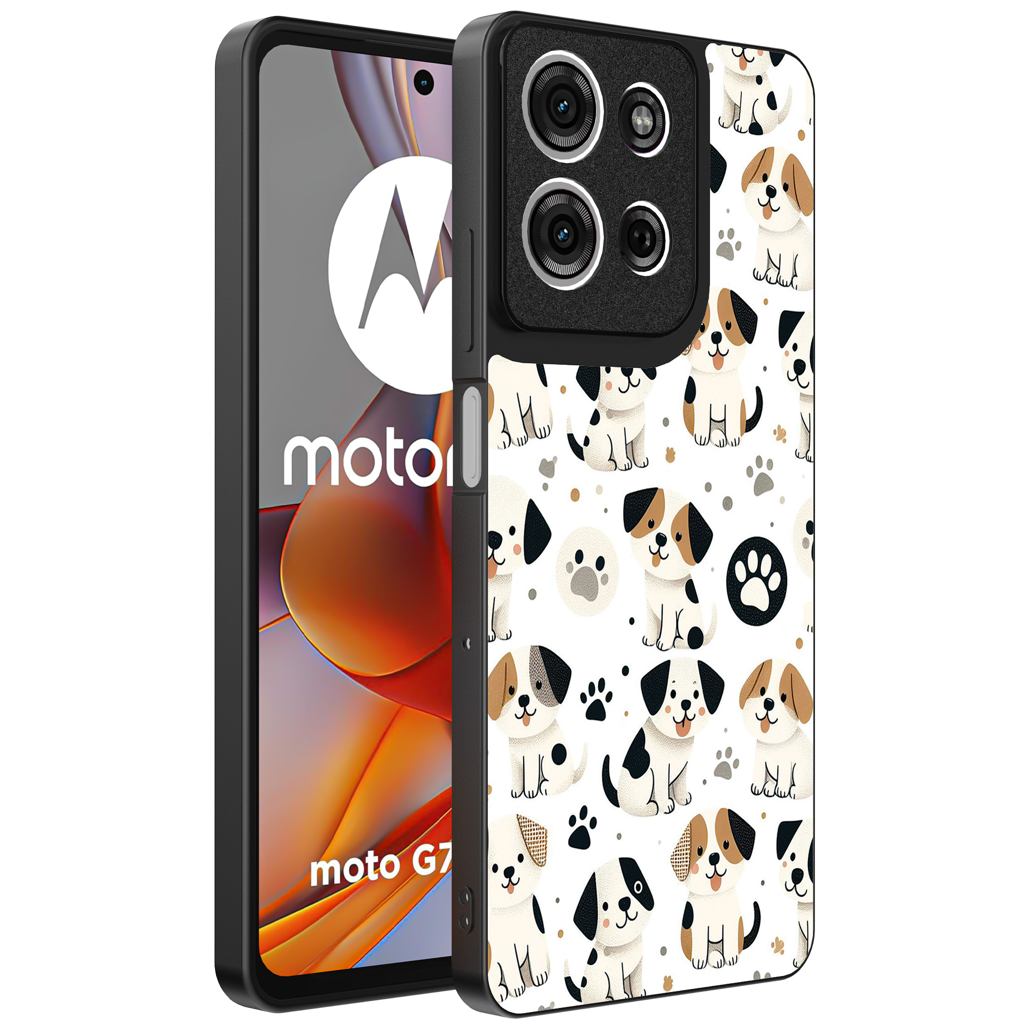 Motorola Moto G75 telefoonhoesje met honden opdruk (1)