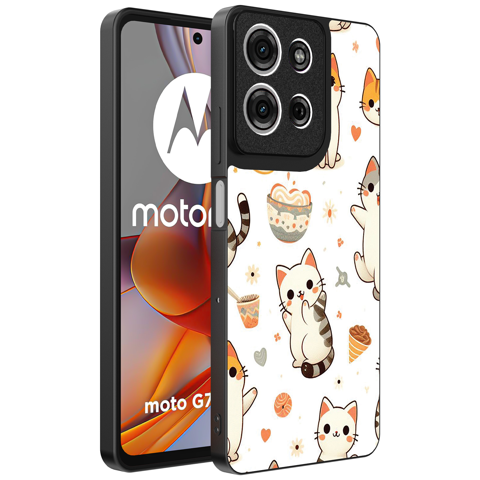 Motorola Moto G75 telefoonhoesje met katten opdruk (1)
