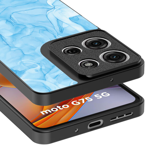 Motorola Moto G75 telefoonhoesje met lichtblauw marmer opdruk (4)