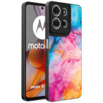 Motorola Moto G75 telefoonhoesje met regenboog acryl marmer opdruk (1)