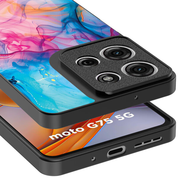 Motorola Moto G75 telefoonhoesje met regenboog acryl marmer opdruk (4)