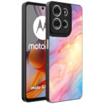 Motorola Moto G75 telefoonhoesje met regenboog glitter marmer opdruk (1)