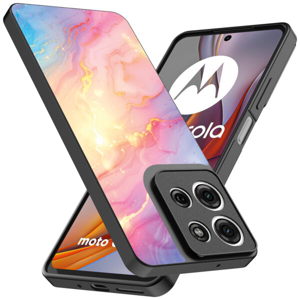 Motorola Moto G75 telefoonhoesje met regenboog glitter marmer opdruk (2)