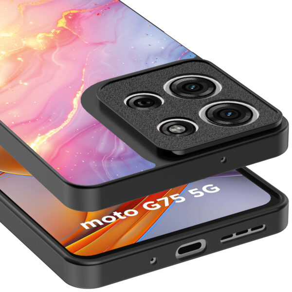 Motorola Moto G75 telefoonhoesje met regenboog glitter marmer opdruk (4)