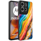 Motorola Moto G75 telefoonhoesje met regenboog goud marmer opdruk (1)