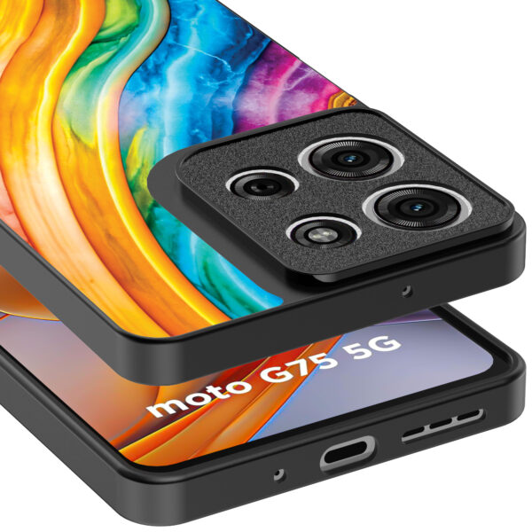 Motorola Moto G75 telefoonhoesje met regenboog goud marmer opdruk (4)