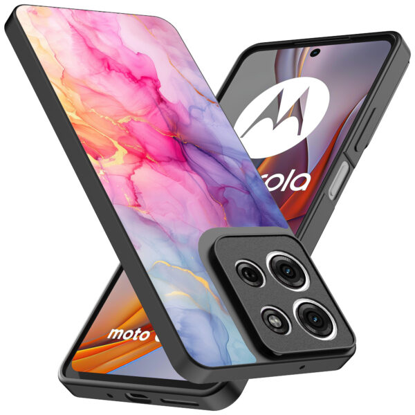 Motorola Moto G75 telefoonhoesje met regenboog marmer opdruk (2)