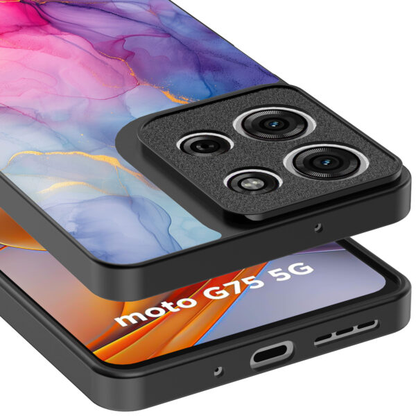 Motorola Moto G75 telefoonhoesje met regenboog marmer opdruk (4)