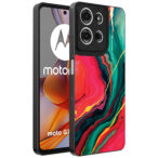 Motorola Moto G75 telefoonhoesje met rood groen marmer opdruk (1)