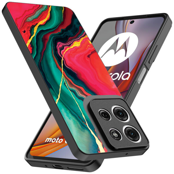 Motorola Moto G75 telefoonhoesje met rood groen marmer opdruk (2)