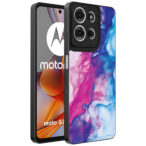 Motorola Moto G75 telefoonhoesje met roze blauw marmer opdruk (1)