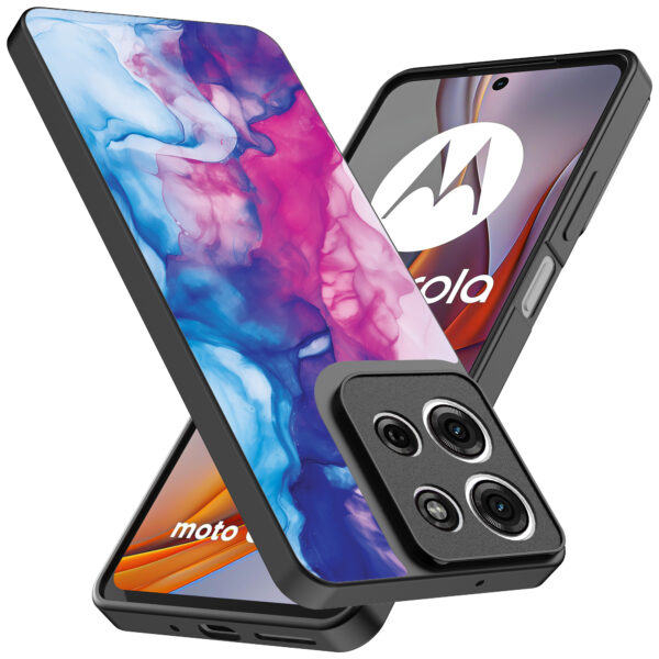 Motorola Moto G75 telefoonhoesje met roze blauw marmer opdruk (2)