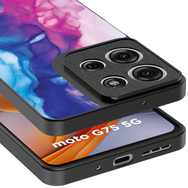 Motorola Moto G75 telefoonhoesje met roze blauw marmer opdruk (4)