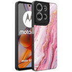 Motorola Moto G75 telefoonhoesje met roze marmer opdruk (1)