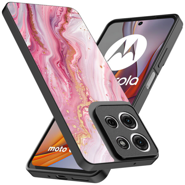 Motorola Moto G75 telefoonhoesje met roze marmer opdruk (2)