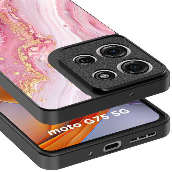 Motorola Moto G75 telefoonhoesje met roze marmer opdruk (4)