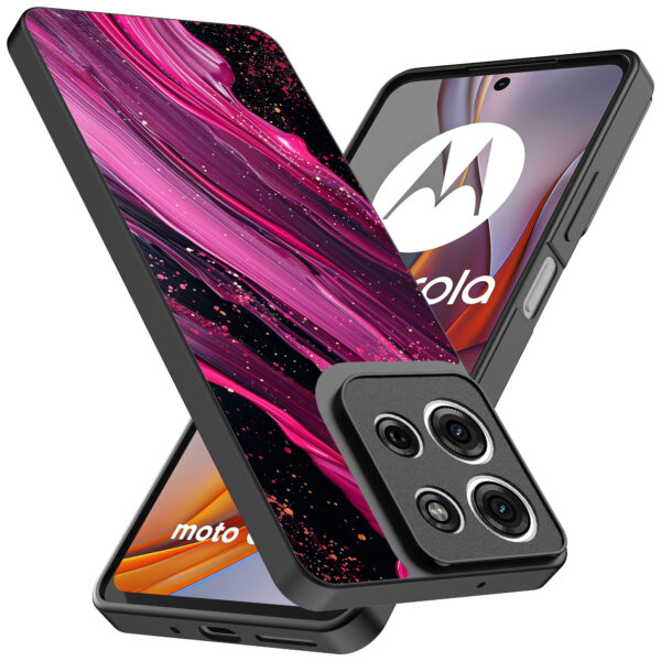 Motorola Moto G75 telefoonhoesje met roze paars marmer opdruk (2)