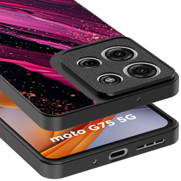 Motorola Moto G75 telefoonhoesje met roze paars marmer opdruk (4)