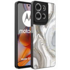 Motorola Moto G75 telefoonhoesje met zilver marmer opdruk (1)