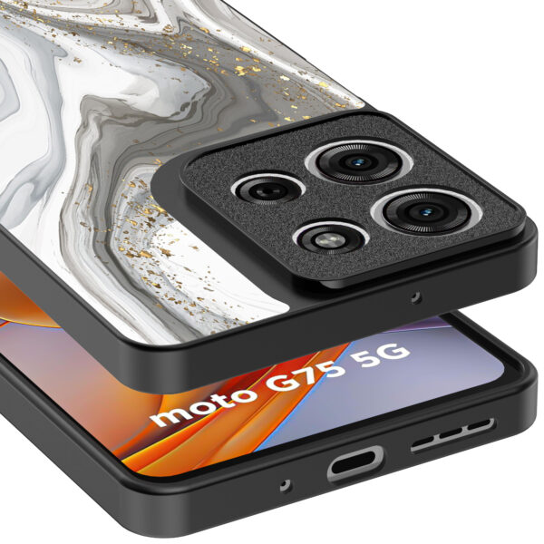 Motorola Moto G75 telefoonhoesje met zilver marmer opdruk (4)