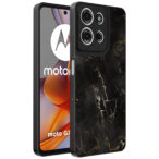 Motorola Moto G75 telefoonhoesje met zwart marmer opdruk (1)