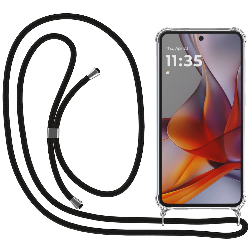 Motorola Moto G75 transparant hoesje met koord en stootrand