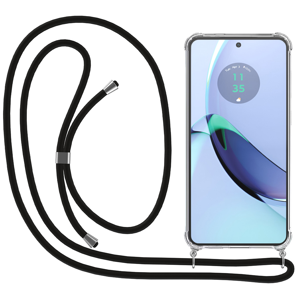 Motorola Moto G84 transparant hoesje met koord en stootrand