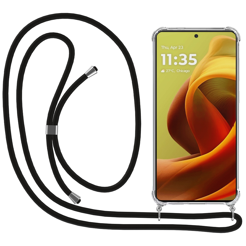 Motorola Moto G85 transparant hoesje met koord en stootrand