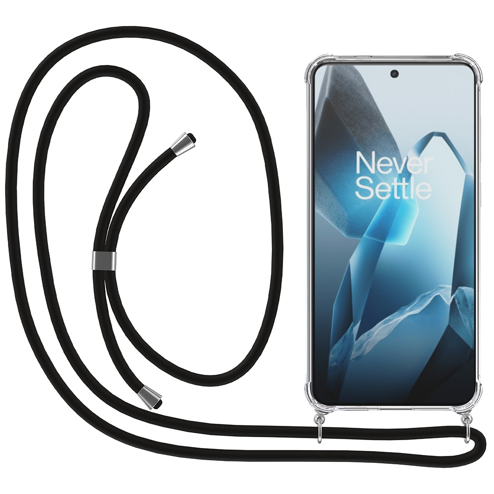 OnePlus 13 transparant hoesje met koord en stootrand