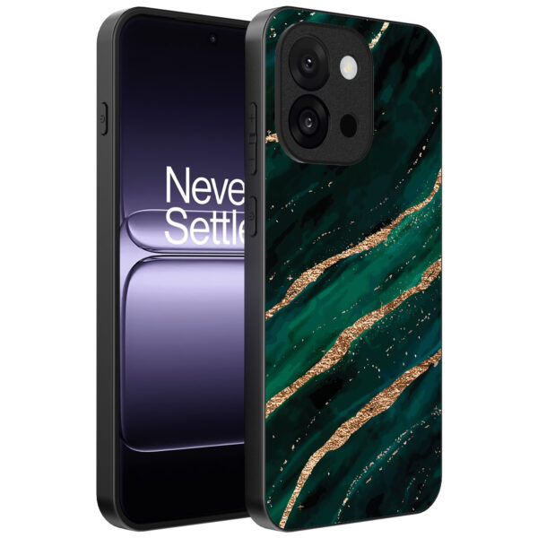 OnePlus 13T telefoonhoesje met groen goud marmer opdruk (1)