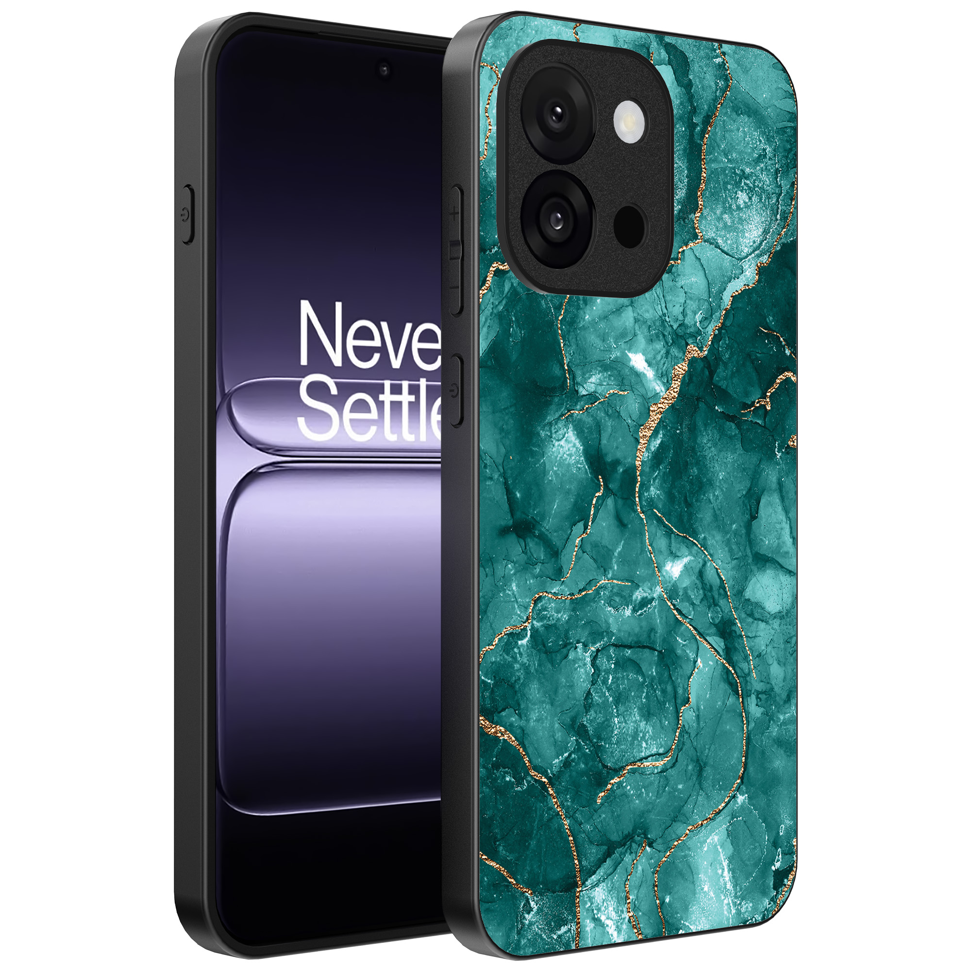 OnePlus 13T telefoonhoesje met groen marmer opdruk (1)