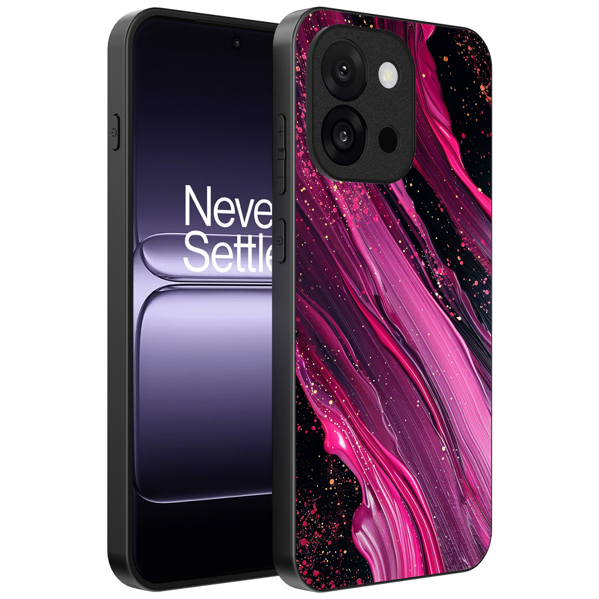 OnePlus 13T telefoonhoesje met paars roze marmer opdruk (1)