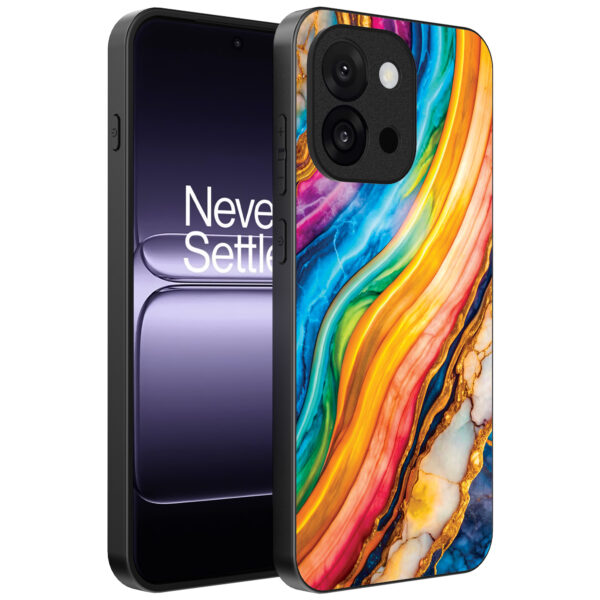 OnePlus 13T telefoonhoesje met regenboog goud marmer opdruk (1)