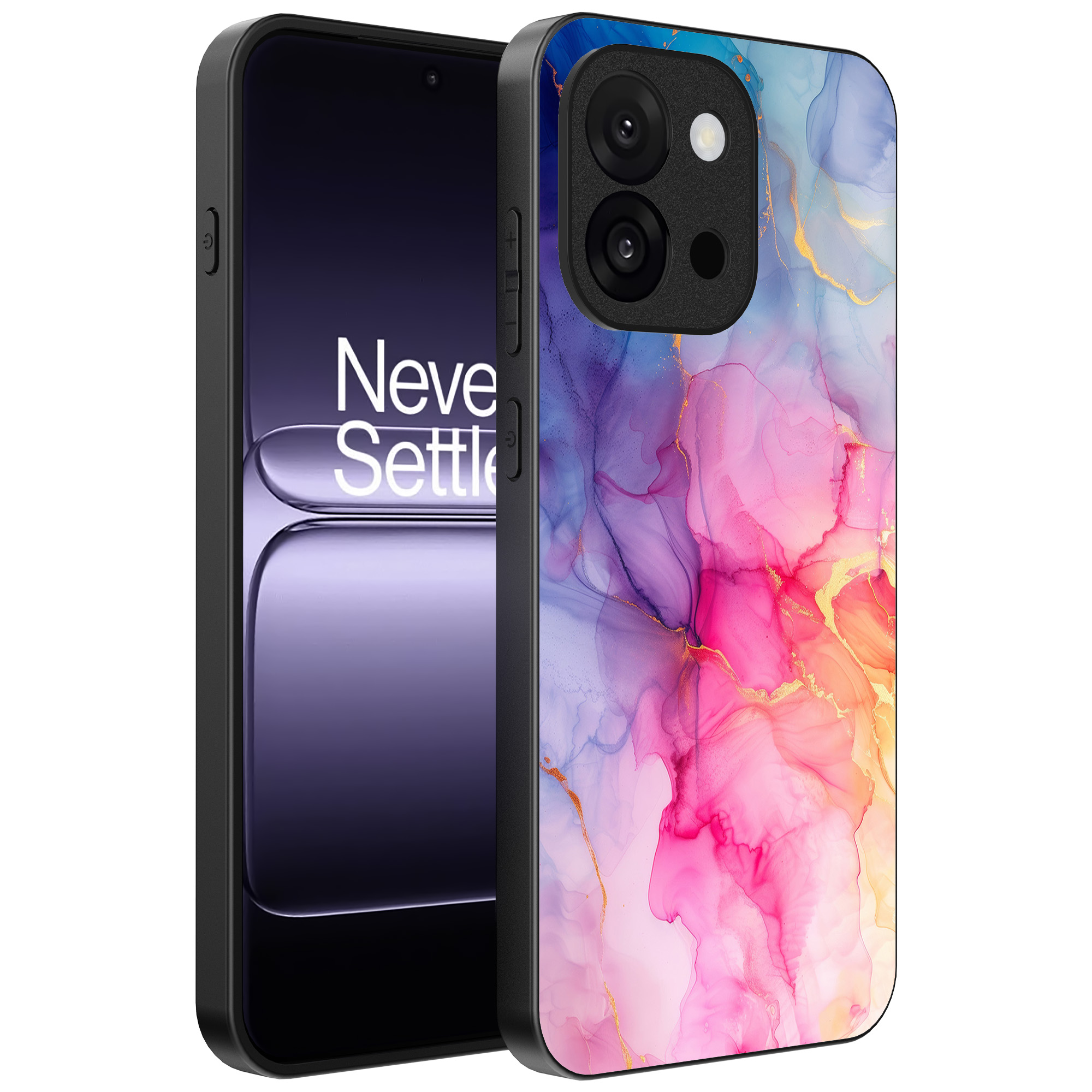 OnePlus 13T telefoonhoesje met regenboog marmer opdruk (1)