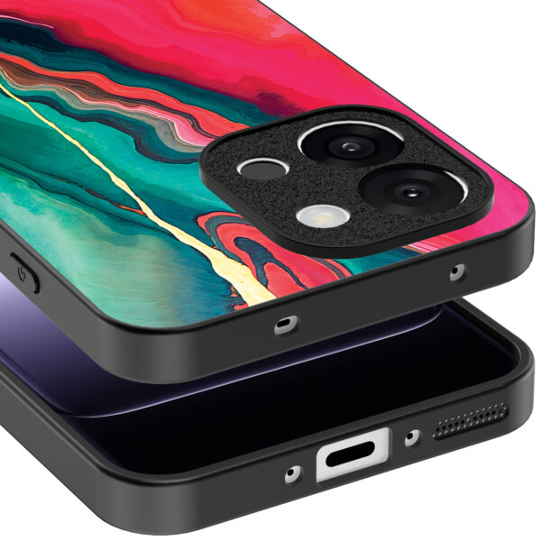 OnePlus 13T telefoonhoesje met rood groen marmer opdruk (4)