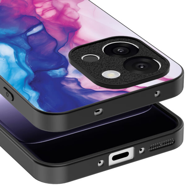 OnePlus 13T telefoonhoesje met roze blauw marmer opdruk (4)