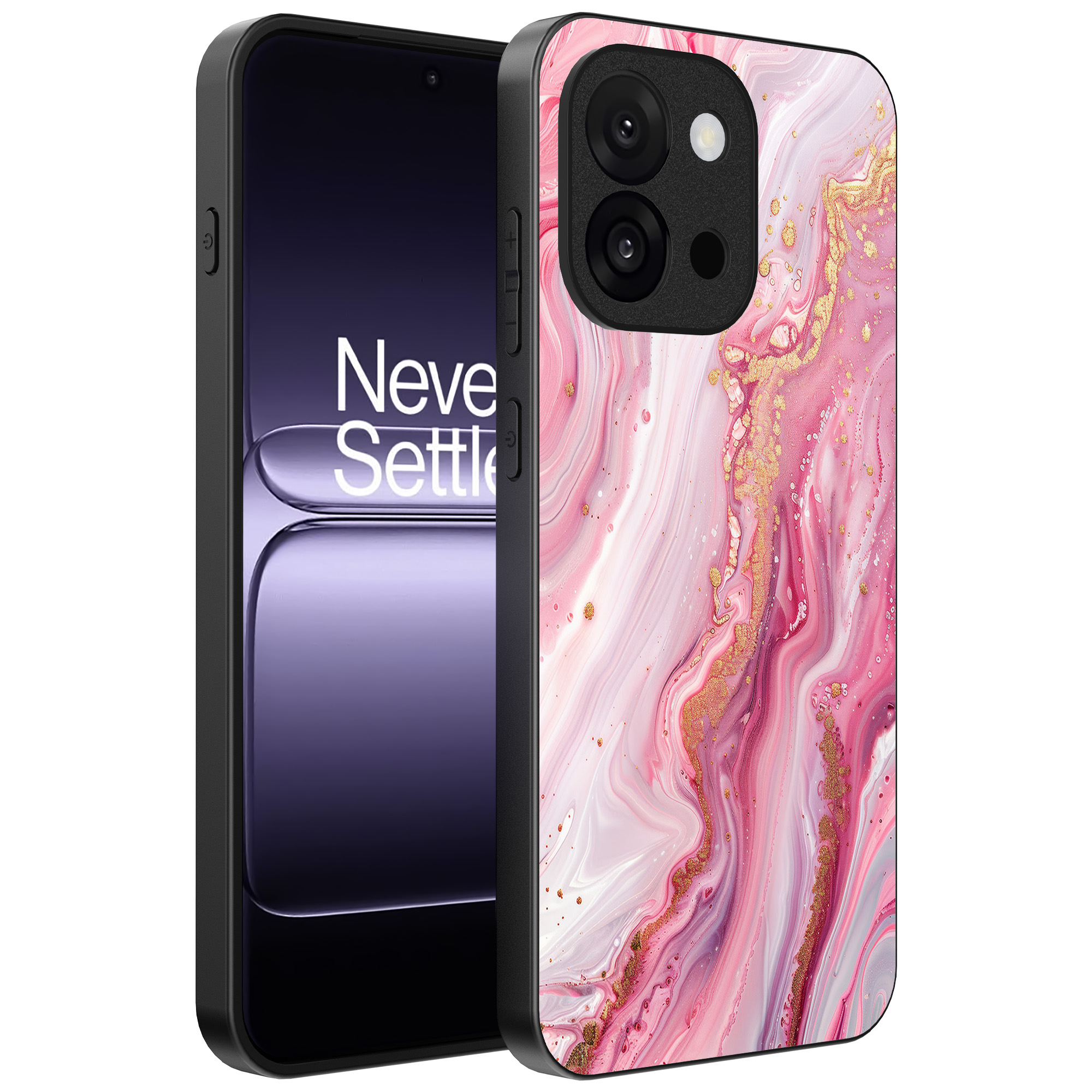 OnePlus 13T telefoonhoesje met roze marmer opdruk (1)