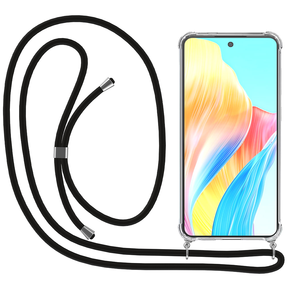 Oppo A1-A58-A78-A98 transparant hoesje met koord en stootrand