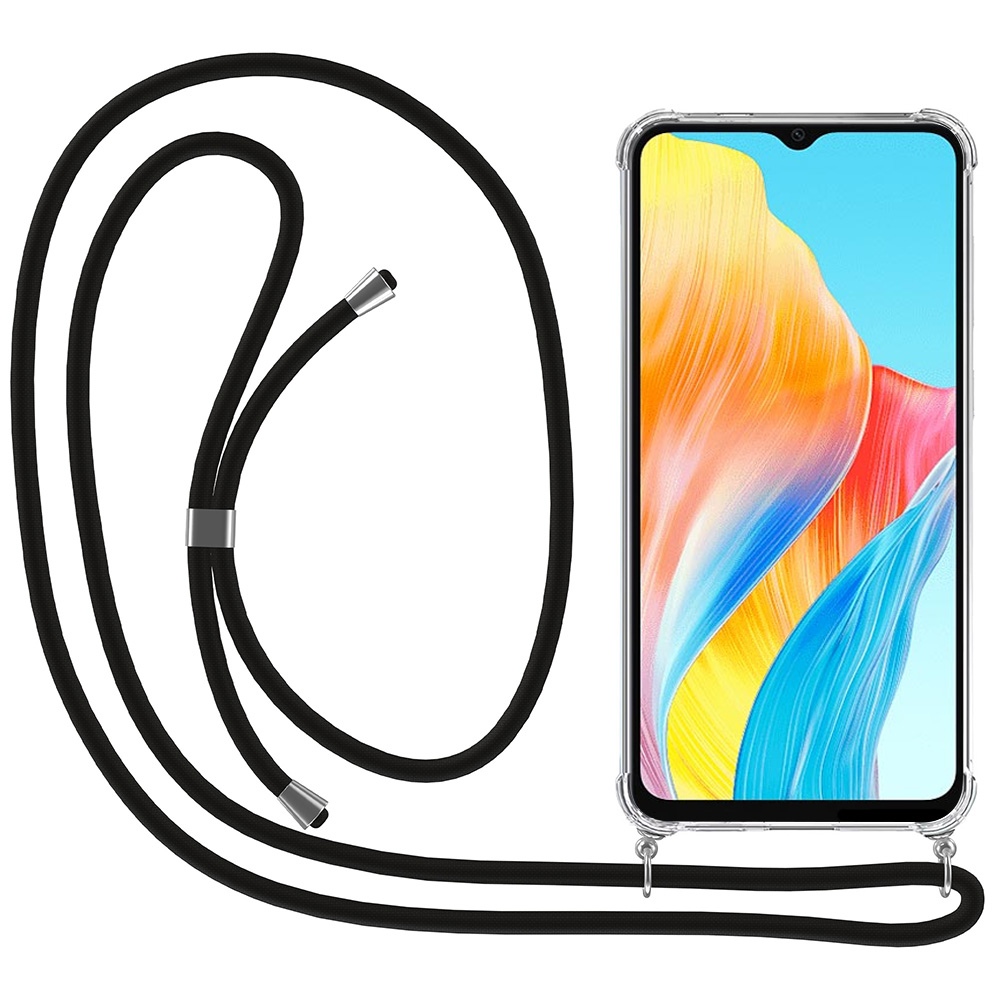 Oppo A18-A38 transparant hoesje met koord en stootrand