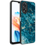 Oppo A18 telefoonhoesje met blauw marmer opdruk (1)