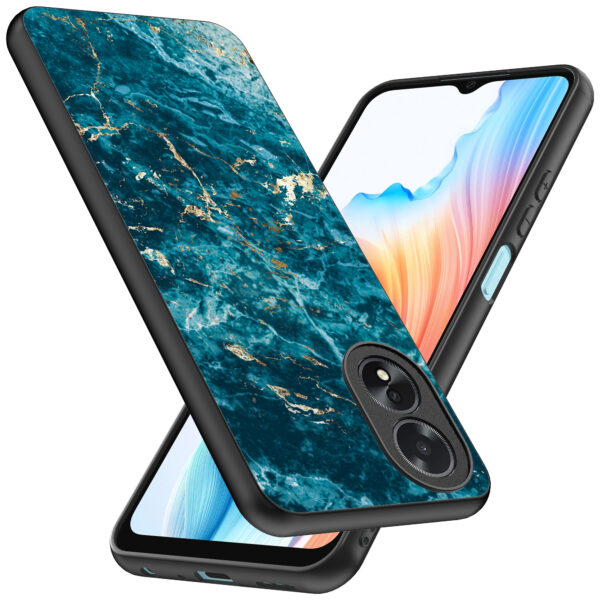 Oppo A18 telefoonhoesje met blauw marmer opdruk (2)