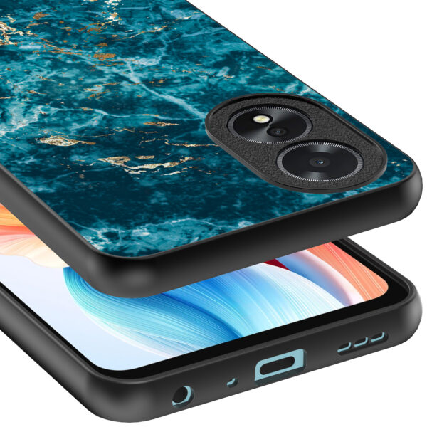 Oppo A18 telefoonhoesje met blauw marmer opdruk (4)