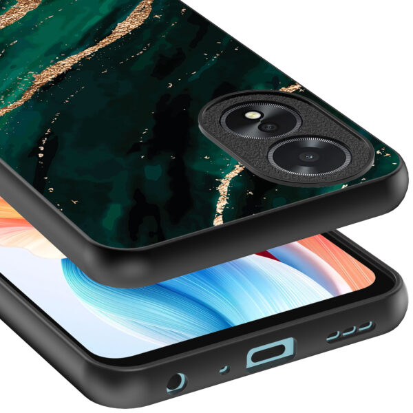 Oppo A18 telefoonhoesje met groen goud marmer opdruk (4)