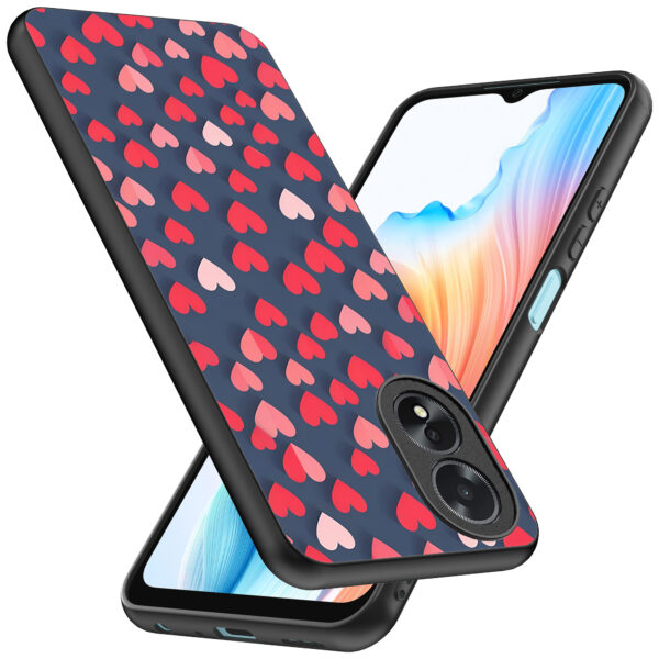Oppo A18 telefoonhoesje met hartjes opdruk klein (2)