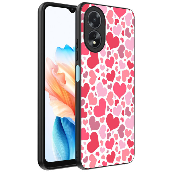 Oppo A18 telefoonhoesje met hartjes opdruk transparant (1)